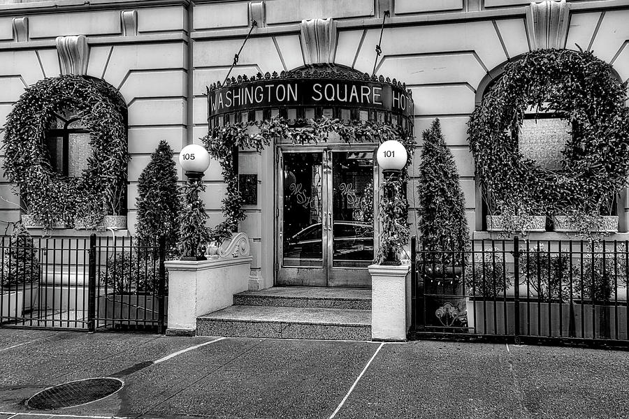 Washington Square Hotel NYC BW Photograph by Susan Candelario