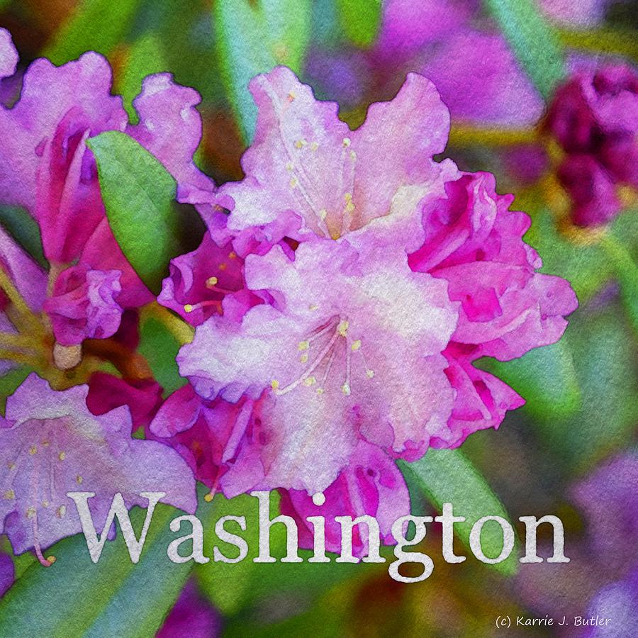 Washington Rhododendron Pillow Square Painting by Karrie J Butler