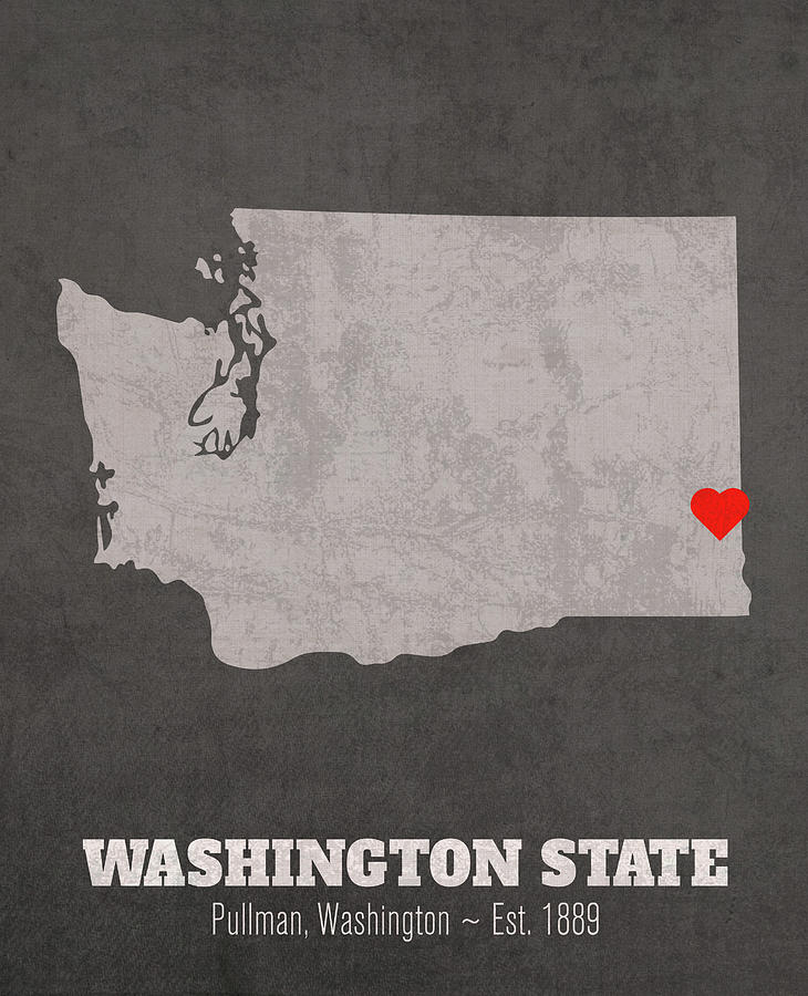 Washington State University Mixed Media - Washington State University Pullman Washington Founded Date Heart Map by Design Turnpike