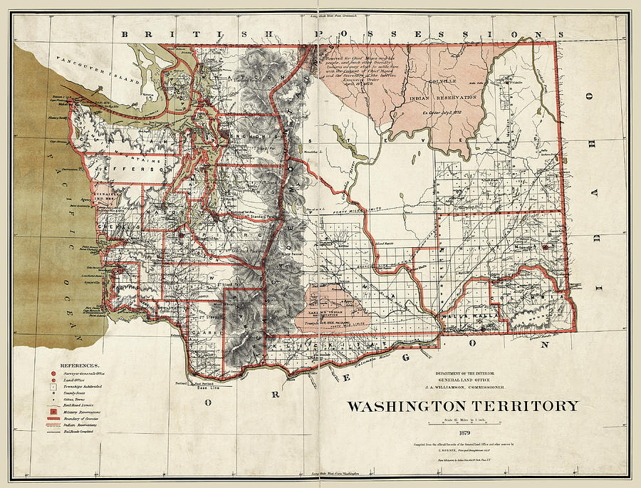 Washington Territory Map 1879 Photograph by Phil Cardamone