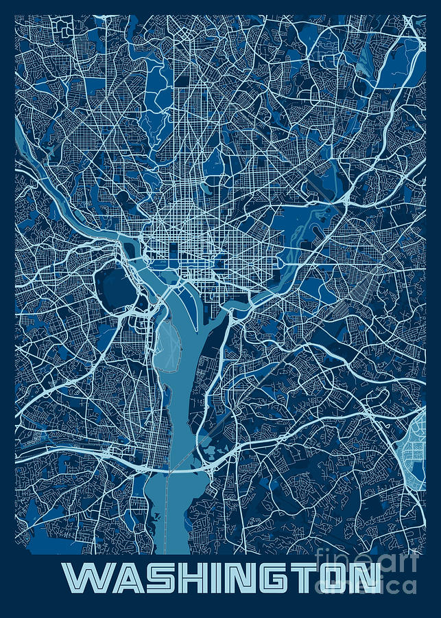 Map Digital Art - Washington - United States Peace City Map by Tien Stencil