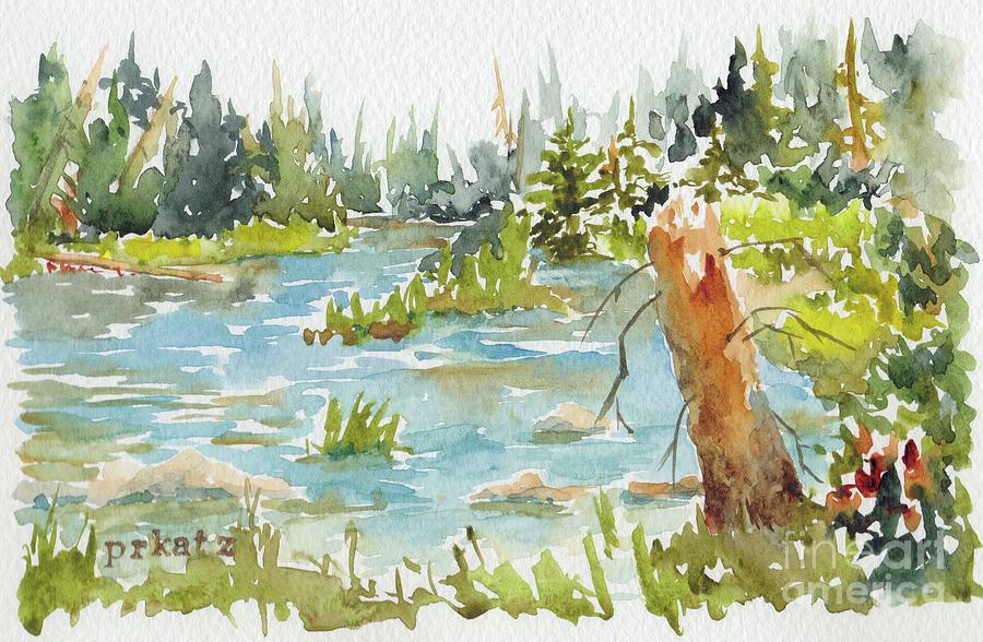 Waskesiu River Painting by Pat Katz