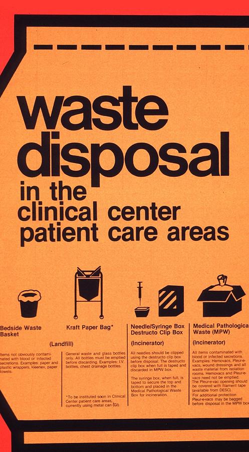 Black And White Drawing - Waste disposal in the Clinical Center patient care areas by National Institutes of Health American