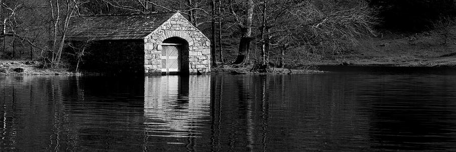 Wastwater Boathouse Black and white Lake District Photograph by Sonny Ryse