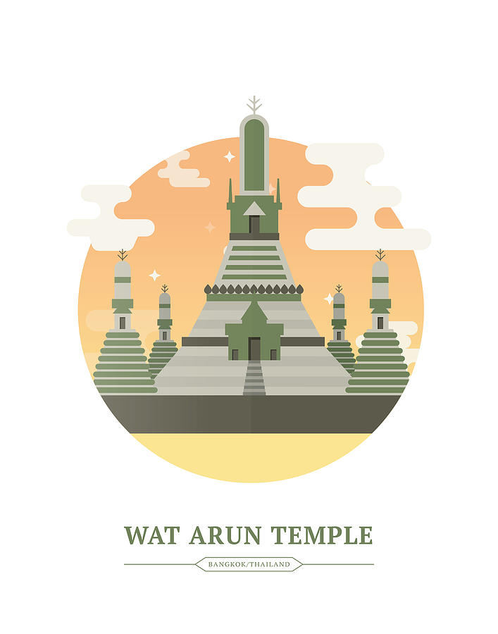 Wat Arun Drawing by Enis Aksoy