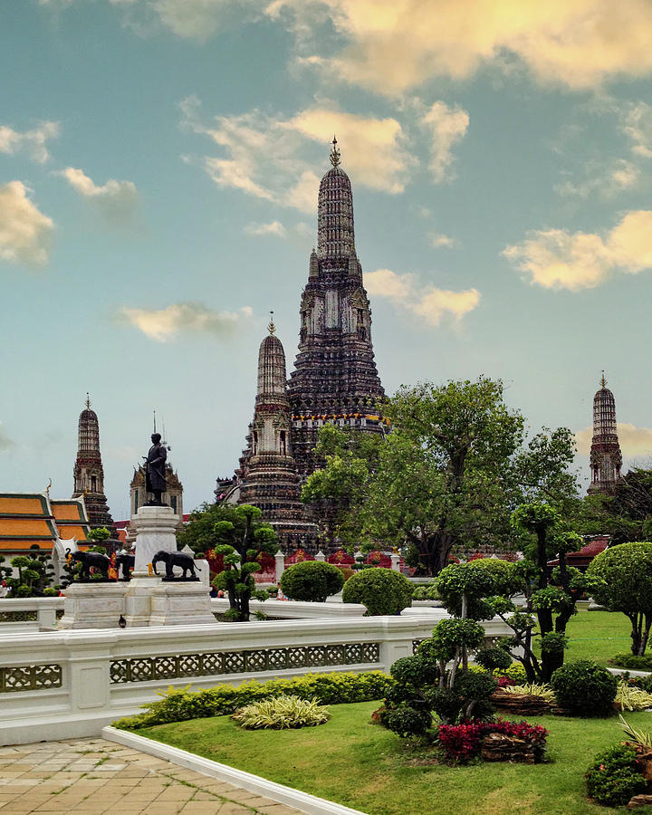 Wat Arun_Vew through Park_Bangkok, Thailand Photograph by Christine Ley