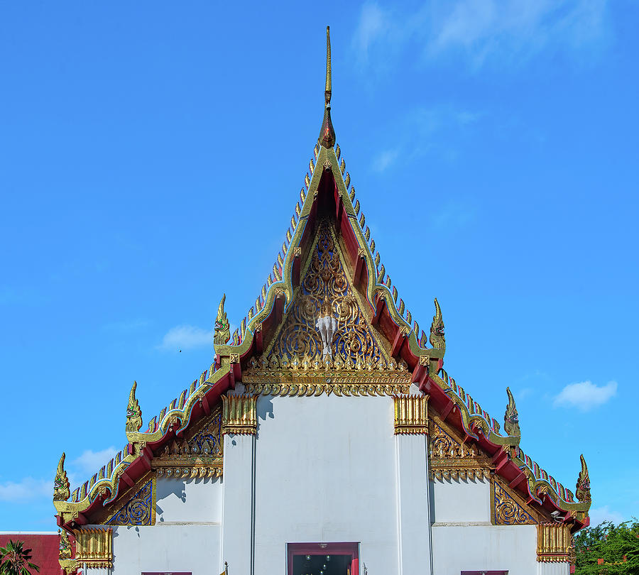 Scenic Photograph - Wat Bueng Phra Aram Luang Phra Ubosot Gable DTHNR0371 by Gerry Gantt