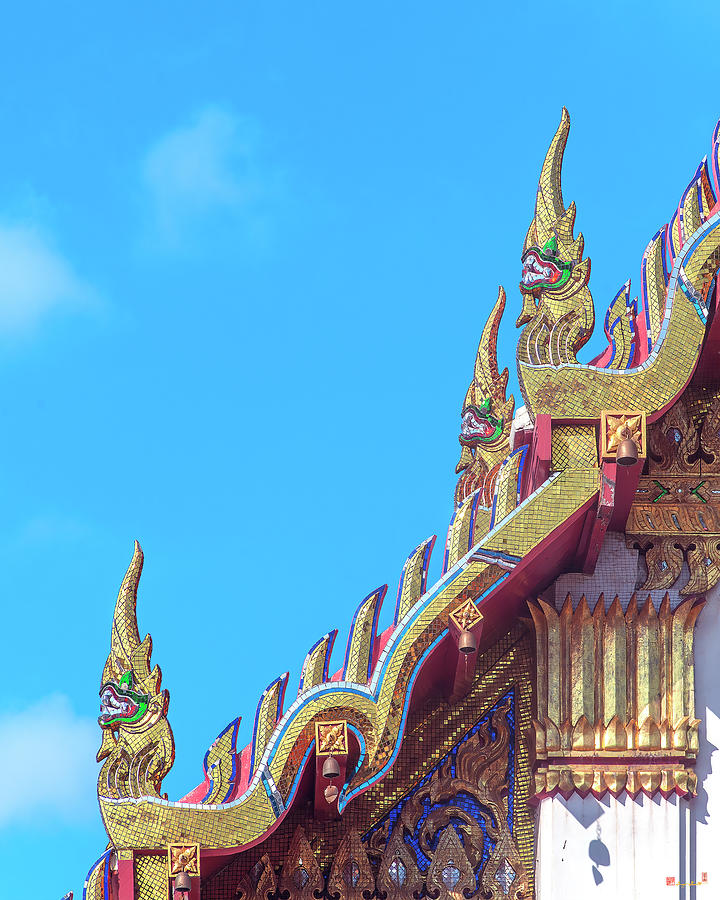 Wat Bueng Phra Aram Luang Phra Ubosot Naga Roof Finials DTHNR0373 Photograph by Gerry Gantt