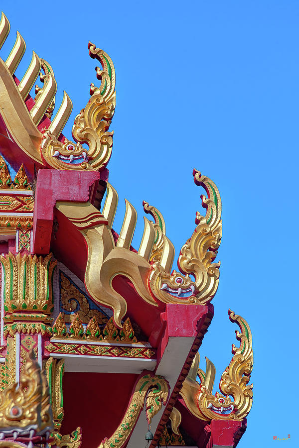 Wat Hua Sapan Phra Ubosot Makara and Naga Roof Finials DTHNR0417 Photograph by Gerry Gantt