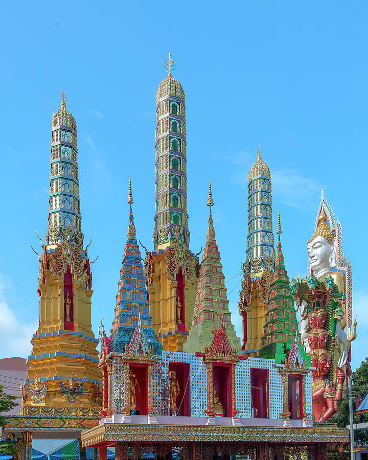Wat Khunchan Merit Shrines Three Prangs and Three Chedi DTHB2456 Photograph by Gerry Gantt