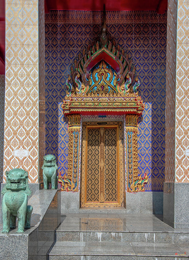 Wat Khunchan Phra Ubosot Doors DTHB2447 Photograph by Gerry Gantt