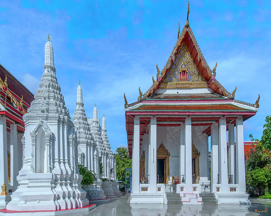 Wat Maha Pruettharam White Stupas and Assembly Hall DTHB2270 Photograph by Gerry Gantt