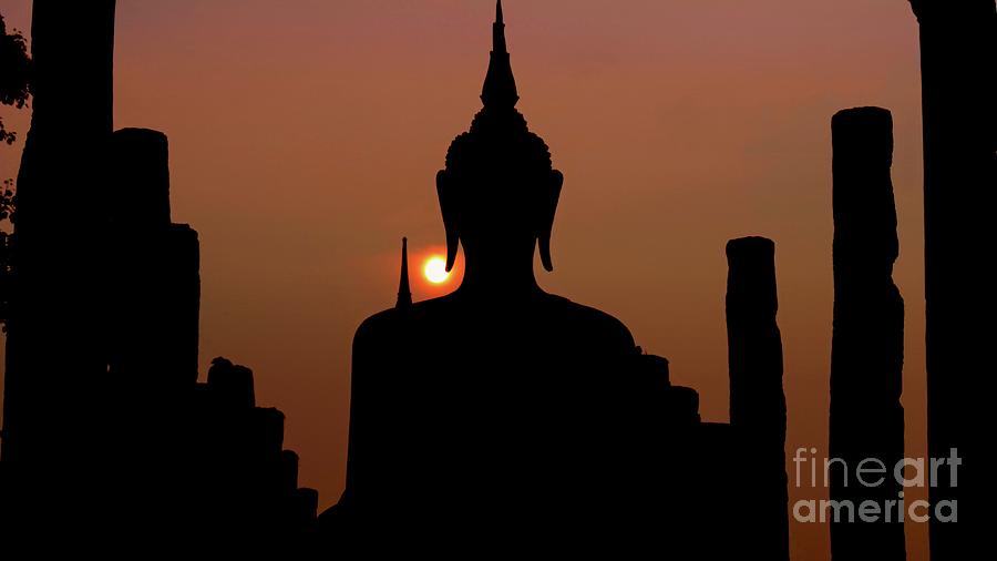 Wat Mahathat Temple at sunset, Thailand  Photograph by On da Raks