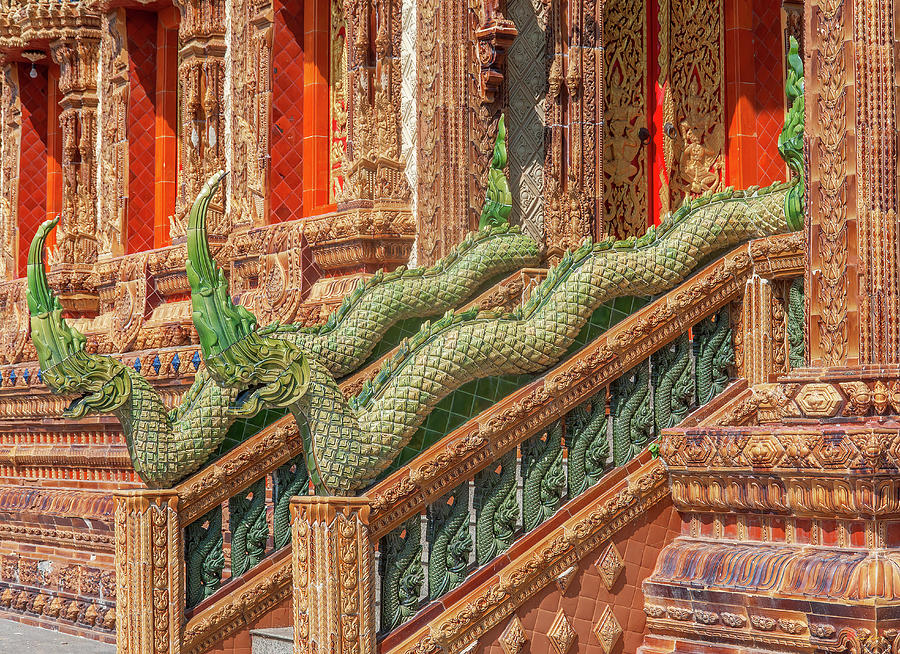 Wat Mai Amphawan Phra Ubosot Naga Guardians DTHNR0283 Photograph by Gerry Gantt
