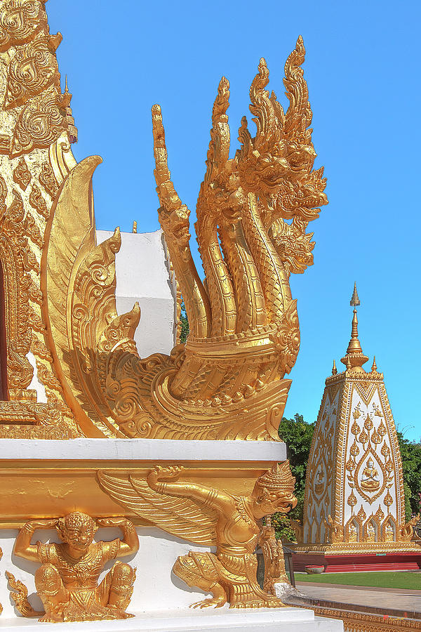 Wat Nong Bua Phra That Chedi Si Maha Pho Corner Makara and Naga DTHU1255 Photograph by Gerry Gantt