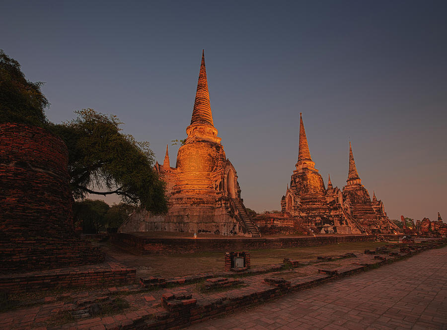 Wat Phra Si Sanphet at night Ayuthaya Photograph by Mikhail Kokhanchikov