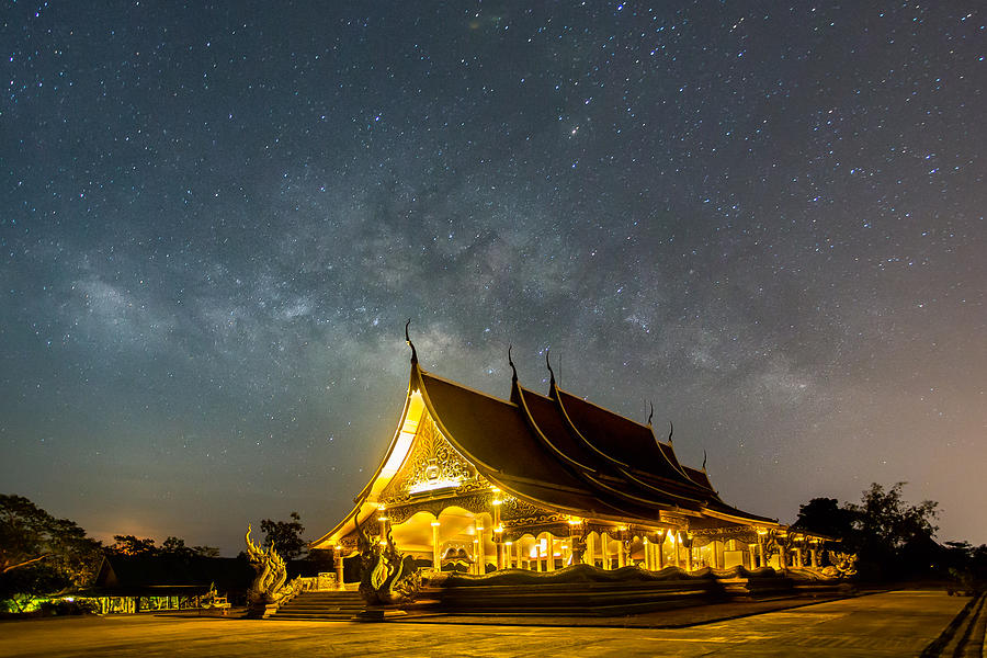 Wat phu praew with milky way Photograph by Kittikorn Nimitpara