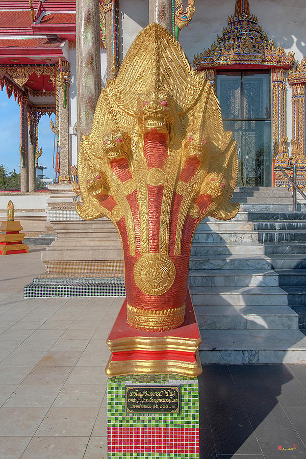 Wat Sakae Phra Ubosot Makara and Naga Guardian DTHNR0147 Photograph by Gerry Gantt