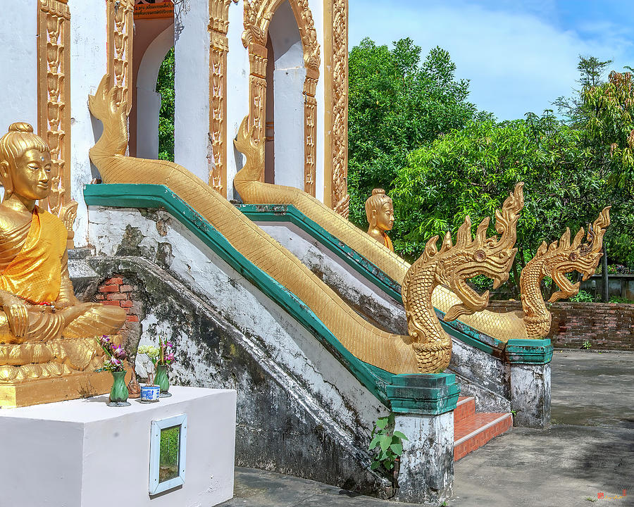 Wat Si Chan Trawas Phra Ubosot Buddha Images and Naga Guardians DTHNP0225 Photograph by Gerry Gantt