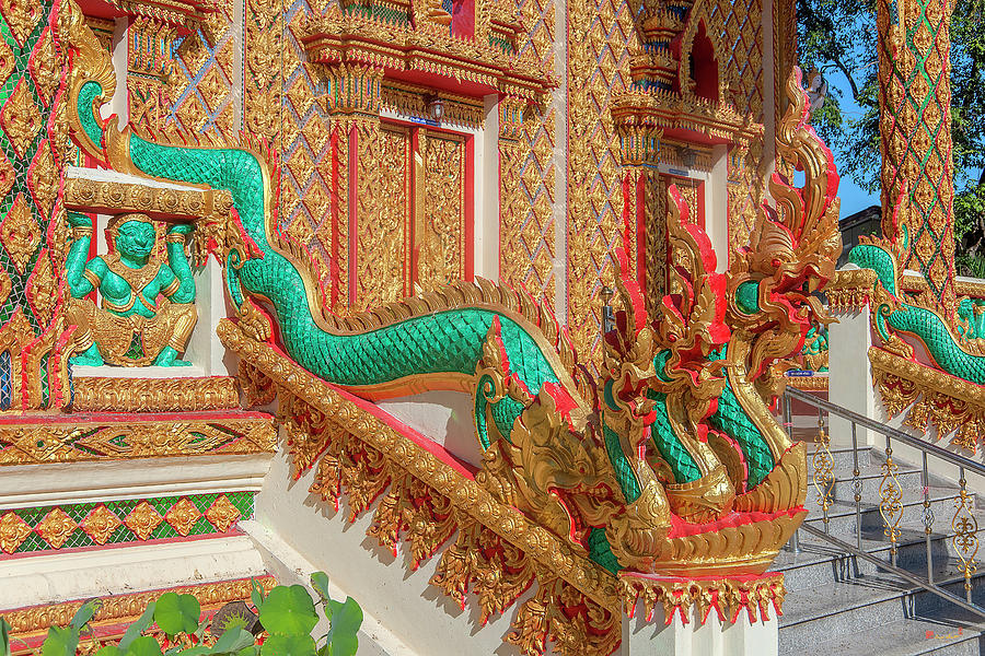 Wat Si Saeng Thong Phra Ubosot Makara and Naga Guardian DTHU1451 Photograph by Gerry Gantt