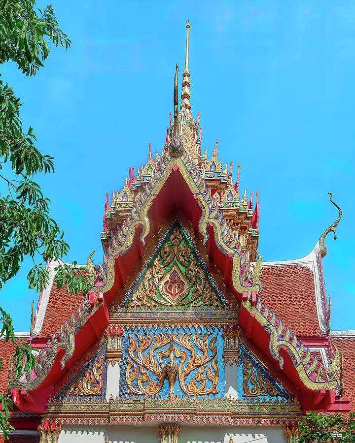 Wat Yai Sawang Arom Mondop Phrabat Wiriyacharn Gable DTHNB0049 Photograph by Gerry Gantt