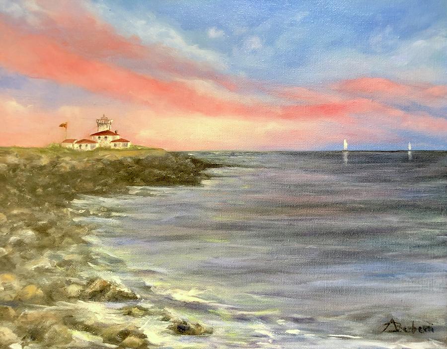 Watch Hill Light House Painting by Anne Barberi
