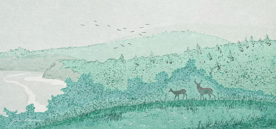 Watchful Deer Painting by John Svenson