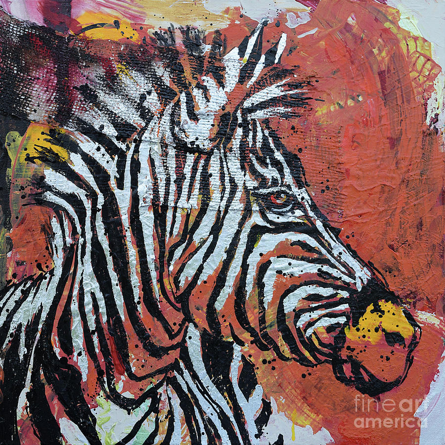 Watchful Zebra Painting by Jyotika Shroff