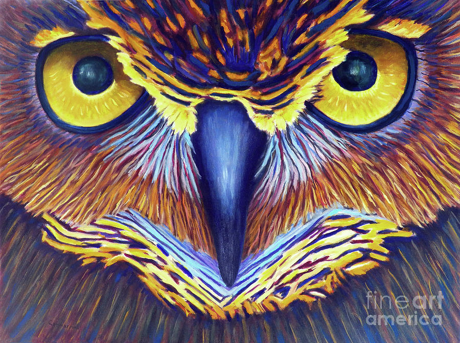Owl Painting - Watching by Brian  Commerford