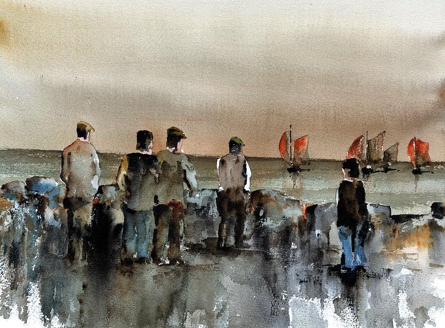 Watching Hookers Painting by Val Byrne