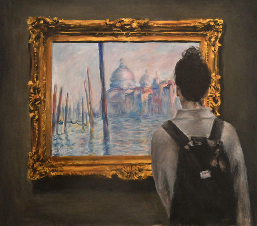 Watching Monet Venice Painting by Escha Van den bogerd