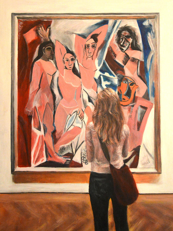 Watching Picasso Les Demoiselles dAvignon Painting by Escha Van den bogerd