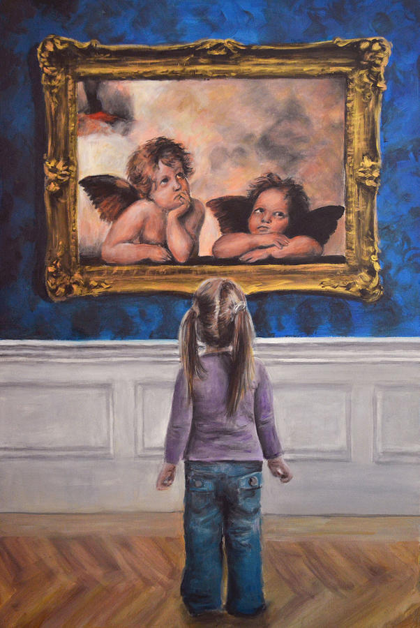 Watching Raphaels Angels Painting by Escha Van den bogerd