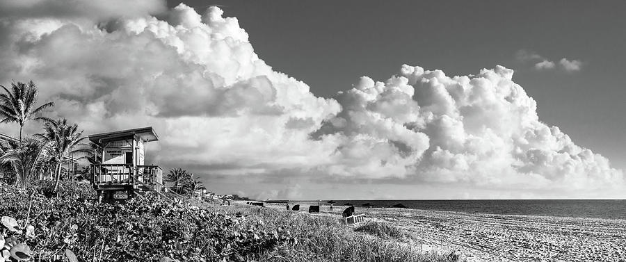 Watching the Clouds in a Big Sky in a Black and White Panorama Photograph by Debra and Dave Vanderlaan