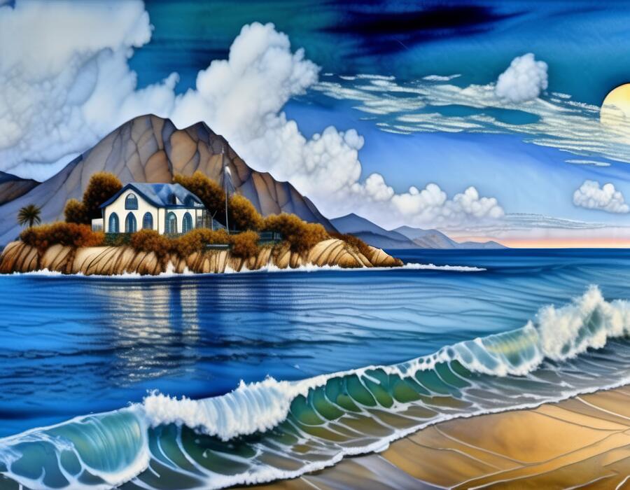 Watching the Island House Digital Art by Eris And AI - Fine Art America