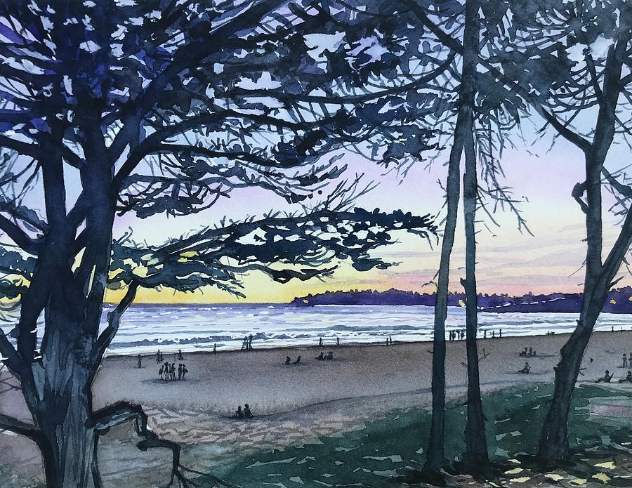 Watching The Sunset - Carmel Beach Painting