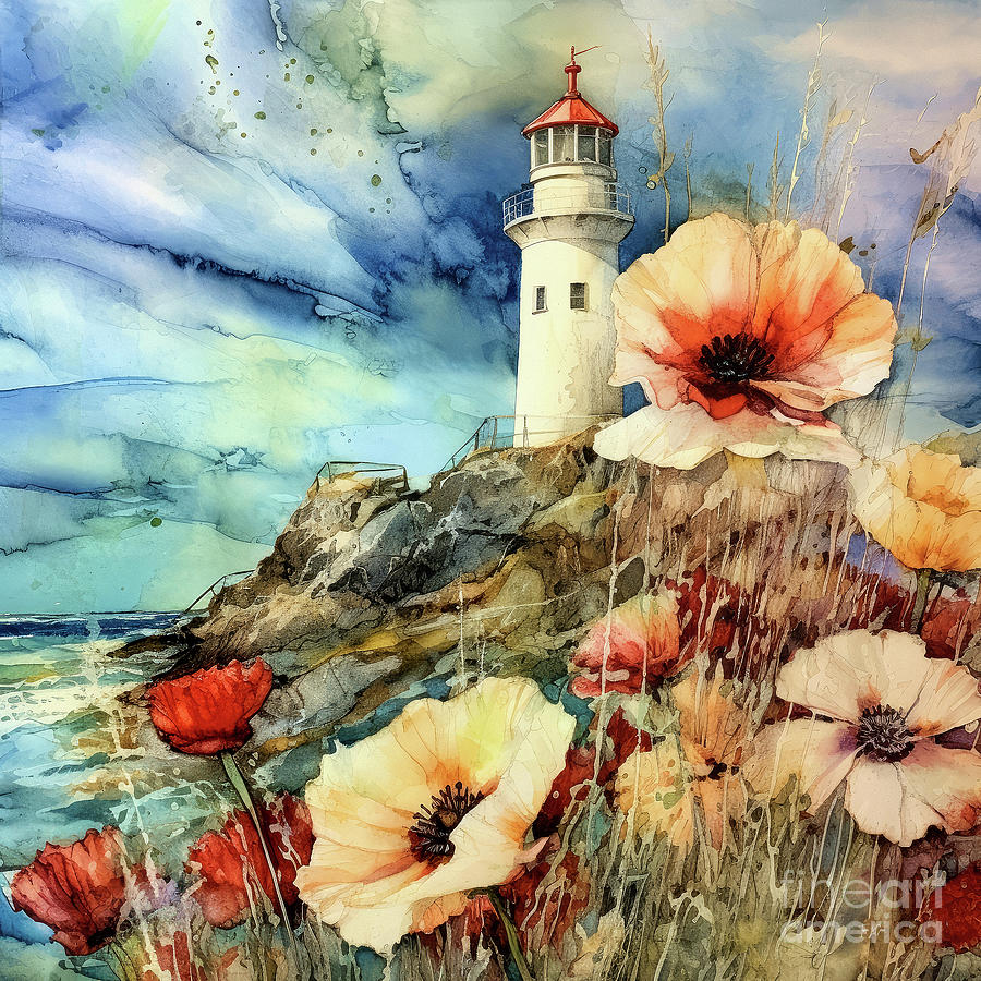 Watchtower By The Sea Painting by Tina LeCour