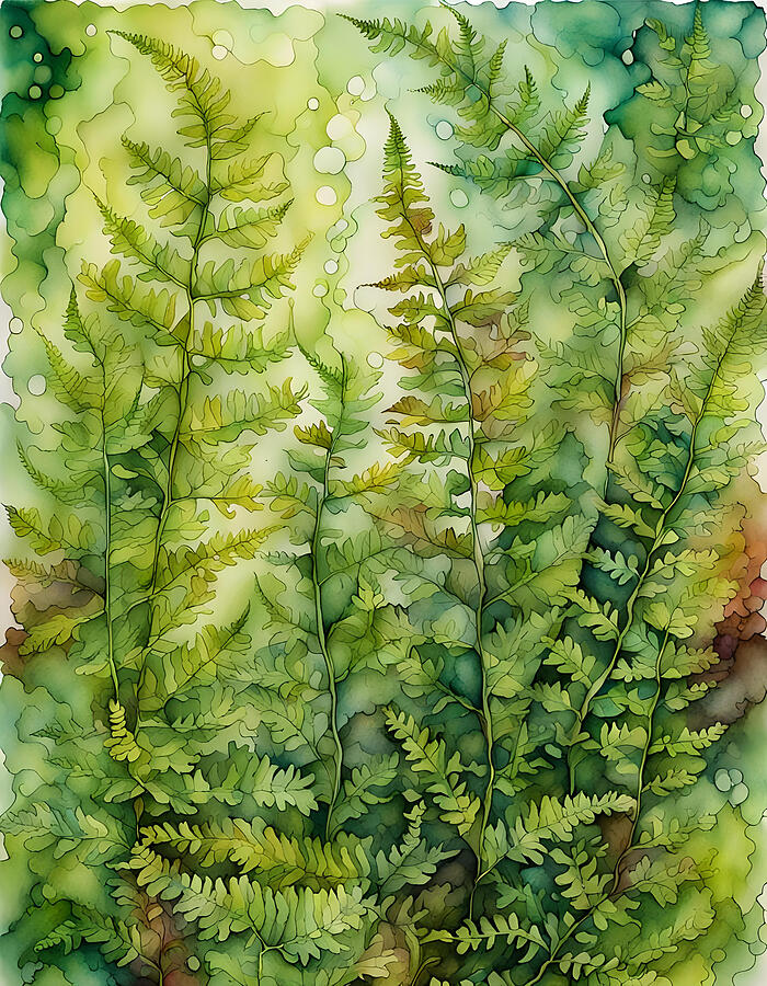 Cup Photograph - Water color ferns by Cate Franklyn