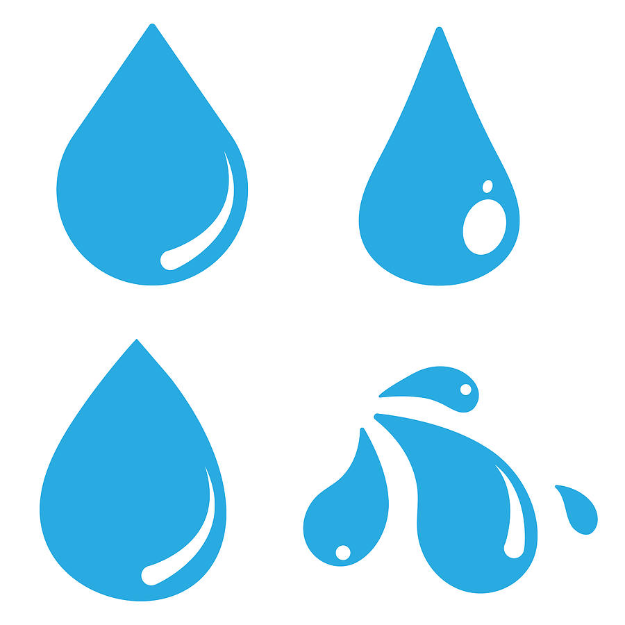 Water Drop Icon Set Vector Design on White Background. Drawing by Designer29