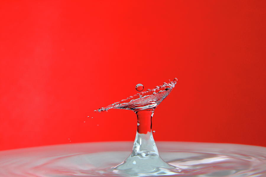 Water Droplet on red Photograph by Glen Loftis