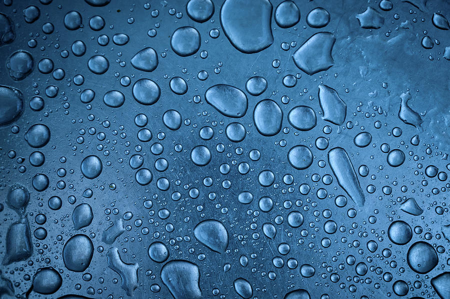 Water drops on metal surface. Photograph by Vladimir Arndt - Pixels