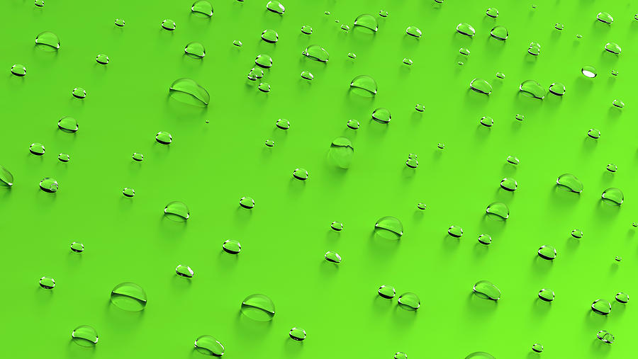 Water drops on the green background Photograph by Gorkos