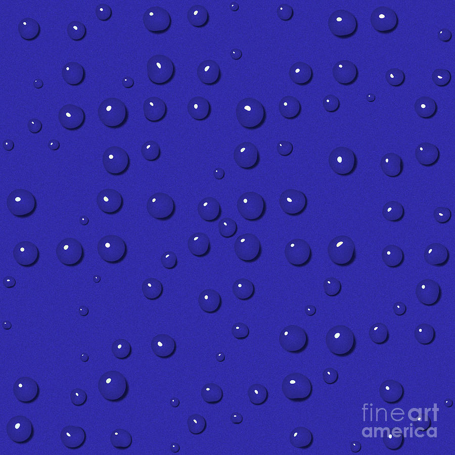 Water drops on royal blue sand Digital Art by Heidi De Leeuw
