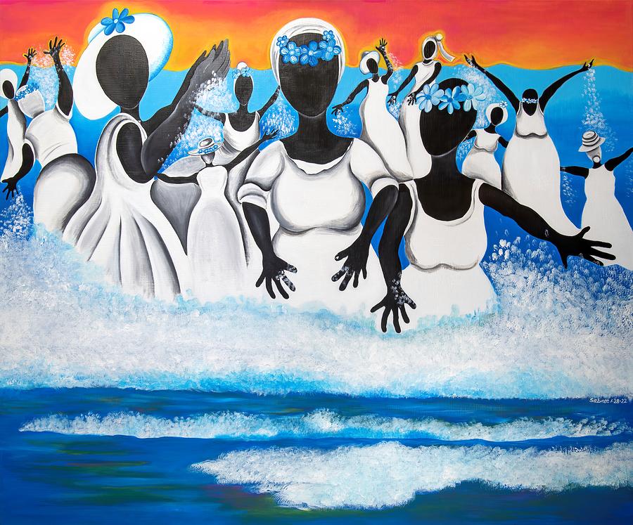 Water Drummers Painting by Patricia Sabreee