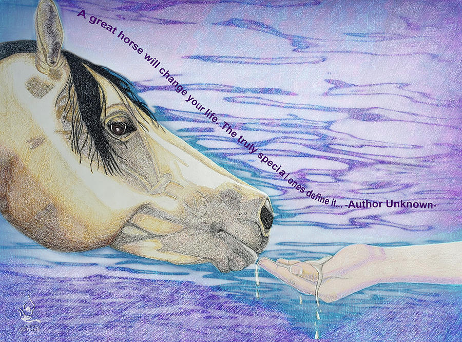Water for My Friend with Quote Drawing by Equus Artisan