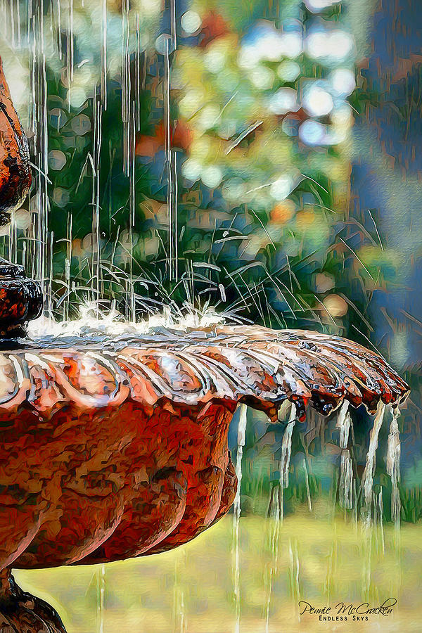Water Fountain Mixed Media by Pennie McCracken