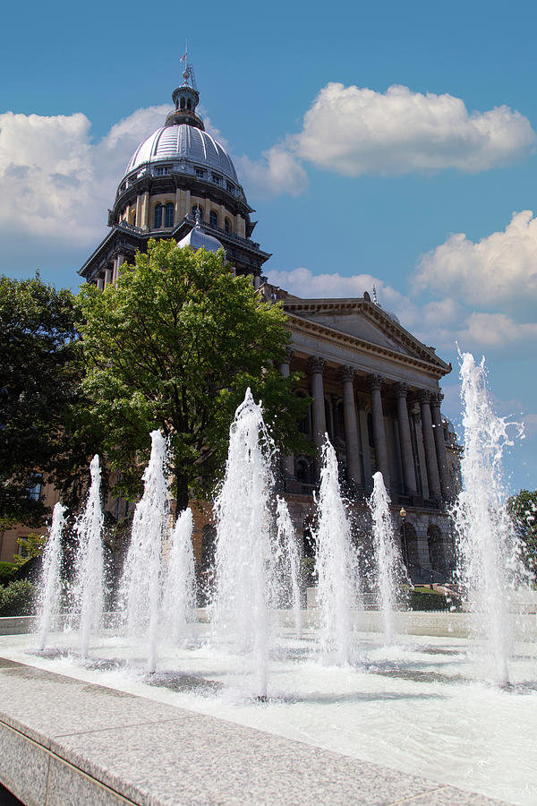 Water fountains at Illinois state capitol building in Springfield Illinois Photograph by Eldon McGraw