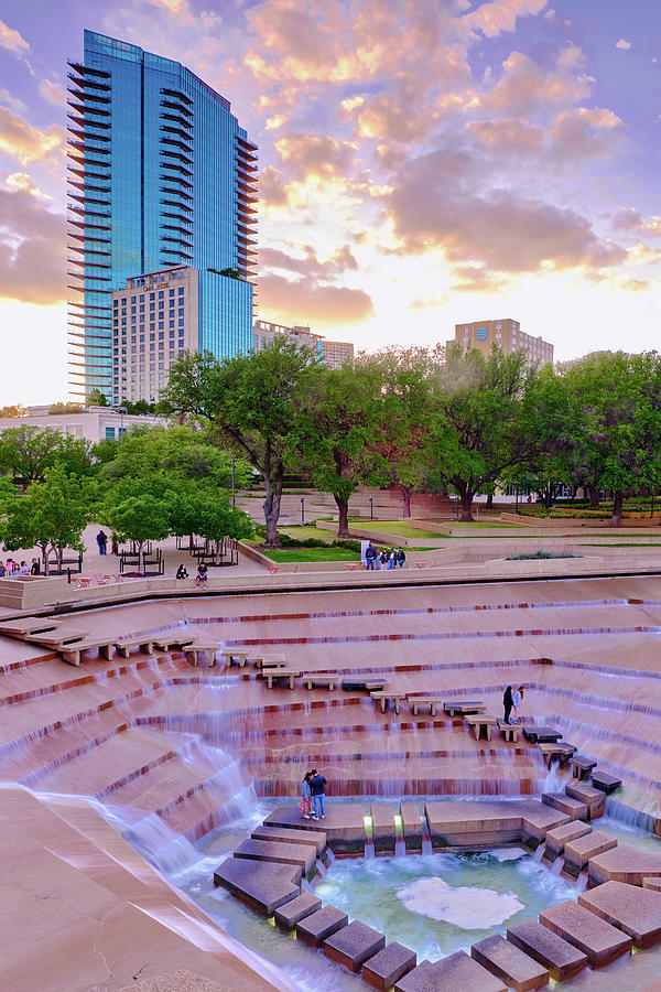 Water Gardens Sunset Fort Worth V4 050421 Photograph by Rospotte Photography