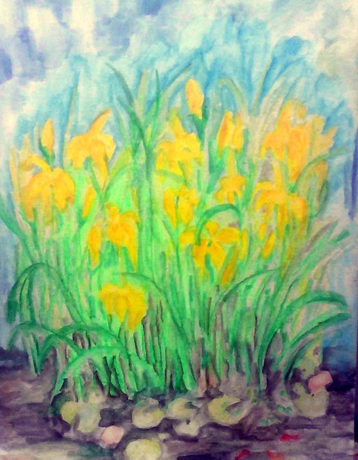 Water Irises Painting by Stacey Torres