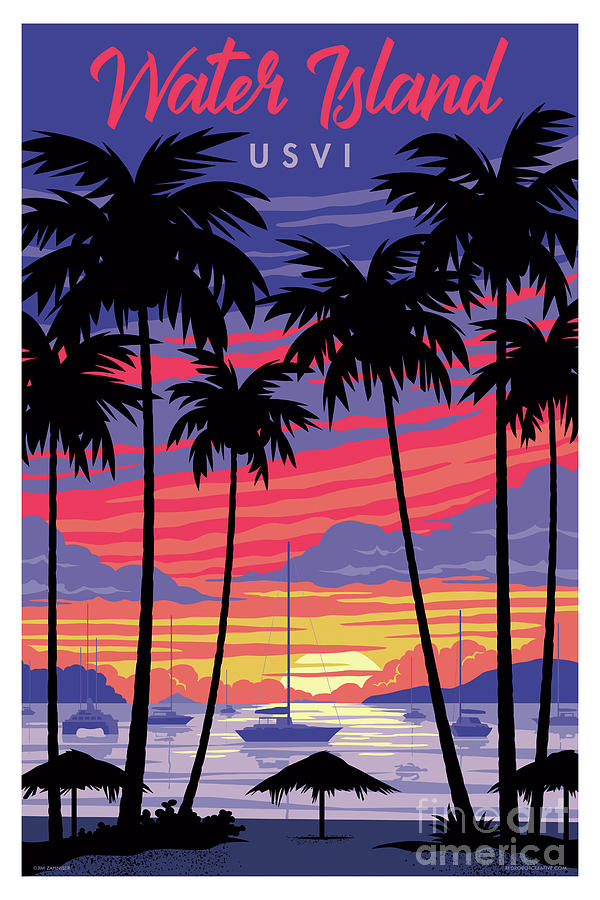 Sunset Digital Art - Water Island Travel Poster by Jim Zahniser